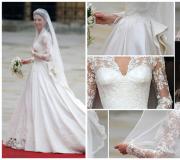 Princesės Eugenie, Meghan Markle ir Kate Middleton vestuvinės suknelės lyginamos internete Kate Middleton vestuvinė suknelė